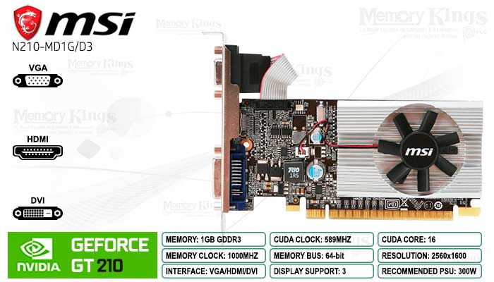 GEFORCE GT 210 1GB 64 bit MSI N210-MD GDDR3